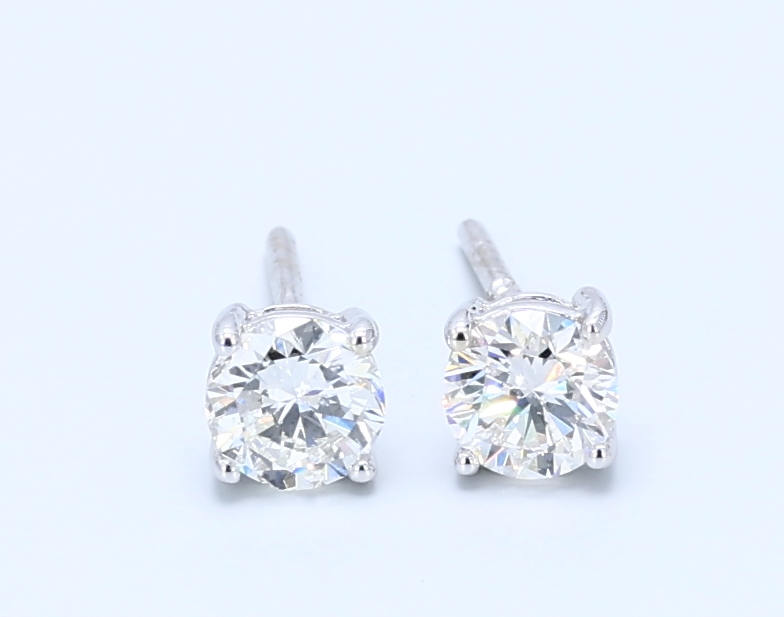 0.353, 0.36ct Round White Gold Diamond Earrings