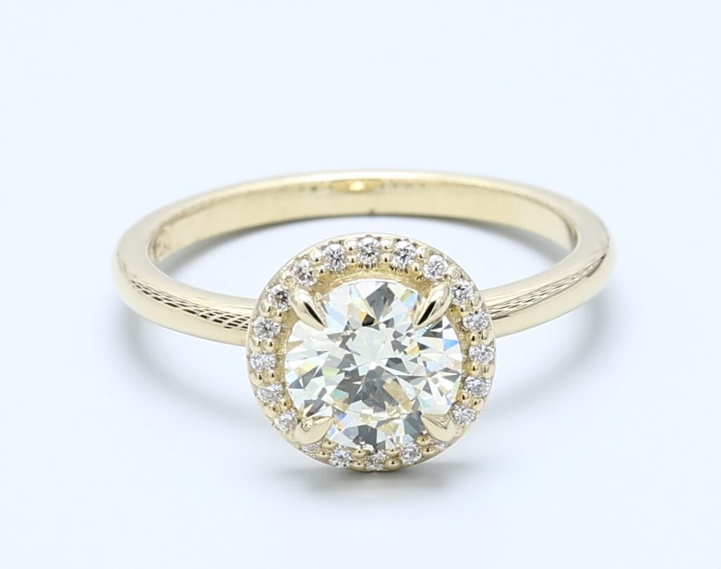 1.03ct Round  Yellow Gold Natural Diamond Engagement Ring