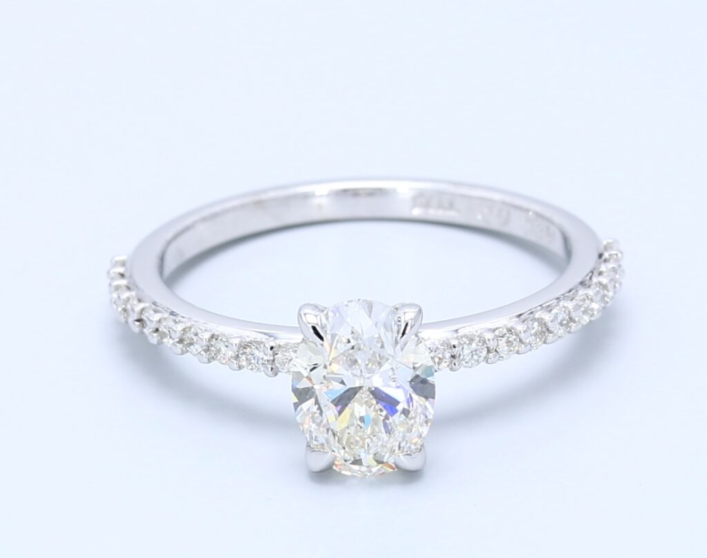 1.00ct Oval White Gold Natural Diamond Engagement Ring