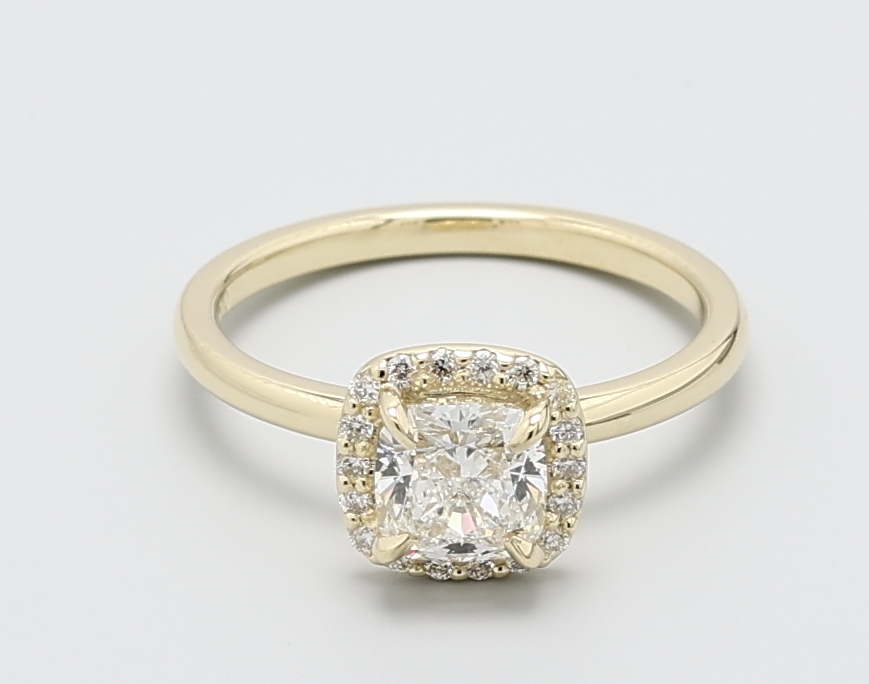 1.02ct Cushion Yellow Gold Natural Diamond Engagement Ring