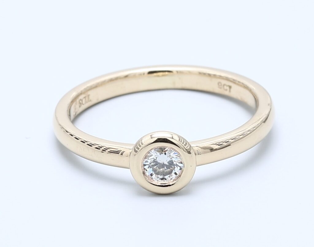 0.187ct Round  Yellow Gold Diamond Rings